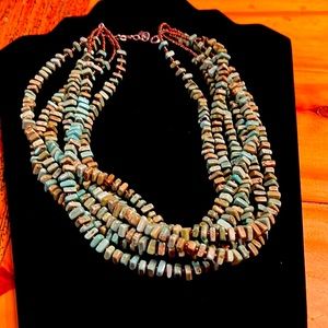 Silpada 6 strand green howlite necklace